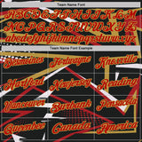 Custom Black Red-Old Gold Dynamic Geometric Shard Performance Polo Shirt