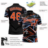Custom Black Orange-Powder Blue Dynamic Geometric Shard Performance Polo Shirt