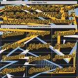 Custom Black Light Blue-Gold Dynamic Geometric Shard Performance Polo Shirt