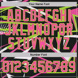 Custom Black Pink-Neon Green Dynamic Geometric Shard Performance Polo Shirt
