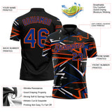 Custom Black Royal-Orange Dynamic Geometric Shard Performance Polo Shirt