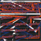 Custom Black Royal-Orange Dynamic Geometric Shard Performance Polo Shirt