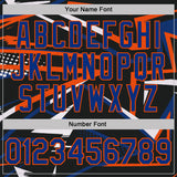 Custom Black Royal-Orange Dynamic Geometric Shard Performance Polo Shirt