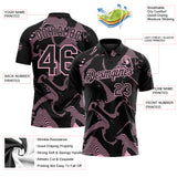 Custom Black-Light Pink 3D Pattern Abstract Fluid Swirl Line Performance Polo Shirt