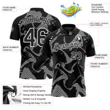 Custom Black-White 3D Pattern Abstract Fluid Swirl Line Performance Polo Shirt