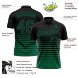 Custom Black-Kelly Green Horizontal Gradient Stripe Performance Polo Shirt
