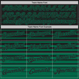 Custom Black-Kelly Green Horizontal Gradient Stripe Performance Polo Shirt