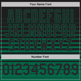 Custom Black-Kelly Green Horizontal Gradient Stripe Performance Polo Shirt