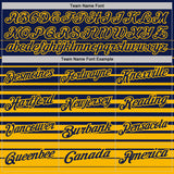 Custom Navy-Gold Horizontal Gradient Stripe Performance Polo Shirt