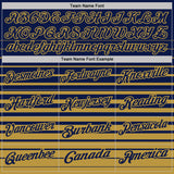 Custom Navy-Old Gold Horizontal Gradient Stripe Performance Polo Shirt
