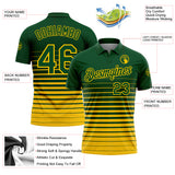 Custom Green-Yellow Horizontal Gradient Stripe Performance Polo Shirt