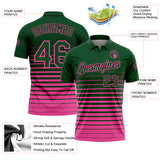 Custom Green-Pink Horizontal Gradient Stripe Performance Polo Shirt