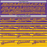 Custom Purple-Gold Horizontal Gradient Stripe Performance Polo Shirt