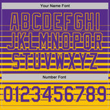 Custom Purple-Gold Horizontal Gradient Stripe Performance Polo Shirt