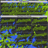 Custom Black Royal-Neon Green Dynamic Splatter Brush Stroke Performance Polo Shirt