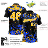 Custom Black Gold Royal-White Dynamic Splatter Brush Stroke Performance Polo Shirt