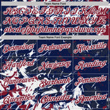 Custom Navy Crimson-White Dynamic Splatter Brush Stroke Performance Polo Shirt