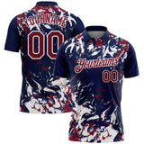 Custom Navy Crimson-White Dynamic Splatter Brush Stroke Performance Polo Shirt