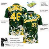 Custom Green Yellow-White Dynamic Splatter Brush Stroke Performance Polo Shirt