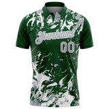 Custom Green Gray-White Dynamic Splatter Brush Stroke Performance Polo Shirt
