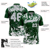 Custom Green Gray-White Dynamic Splatter Brush Stroke Performance Polo Shirt