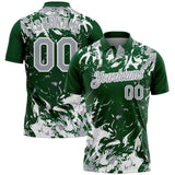 Custom Green Gray-White Dynamic Splatter Brush Stroke Performance Polo Shirt