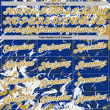 Custom Royal Old Gold-White Dynamic Splatter Brush Stroke Performance Polo Shirt