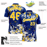 Custom Royal Yellow-White Dynamic Splatter Brush Stroke Performance Polo Shirt