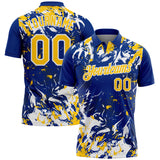 Custom Royal Yellow-White Dynamic Splatter Brush Stroke Performance Polo Shirt