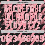 Custom Black Medium Pink-White Geometric Zigzag Shape Lightning Performance Polo Shirt
