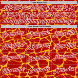 Custom Red Gold-White 3D Pattern Abstract Network Crackle Performance Polo Shirt
