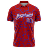 Custom Red Purple-White 3D Pattern Abstract Network Crackle Performance Polo Shirt