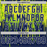 Custom Navy Neon Green Neon Yellow-White Dripping Splatter Paint Performance Polo Shirt
