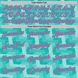 Custom Aqua Ice Blue-Pink Geometric Block Diagonal Line Hatching Performance Polo Shirt