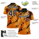 Custom Black Gold-White Abstract Grunge Splatter Diagonal Stripe Performance Polo Shirt