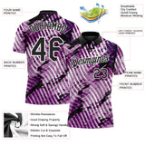 Custom Black Light Purple-White Abstract Grunge Splatter Diagonal Stripe Performance Polo Shirt