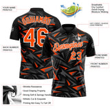 Custom Black Orange Steel Gray-White Cyber Mecha E-sport Geometric Shards Spike Performance Polo Shirt