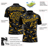 Custom Black Steel Gray-Gold Cyber Mecha E-sport Geometric Shards Spike Performance Polo Shirt