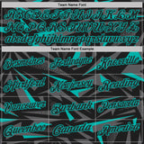 Custom Black Steel Gray-Aqua Cyber Mecha E-sport Geometric Shards Spike Performance Polo Shirt
