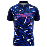 Custom Navy Thunder Blue White-Pink Cyber Mecha E-sport Geometric Shards Spike Performance Polo Shirt
