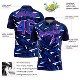 Custom Navy Thunder Blue White-Pink Cyber Mecha E-sport Geometric Shards Spike Performance Polo Shirt