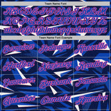 Custom Navy Thunder Blue White-Pink Cyber Mecha E-sport Geometric Shards Spike Performance Polo Shirt