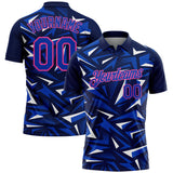 Custom Navy Thunder Blue White-Pink Cyber Mecha E-sport Geometric Shards Spike Performance Polo Shirt