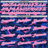 Custom Navy Pink Thunder Blue-White Cyber Mecha E-sport Geometric Shards Spike Performance Polo Shirt