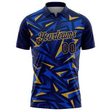 Custom Navy Thunder Blue-Old Gold Cyber Mecha E-sport Geometric Shards Spike Performance Polo Shirt