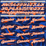 Custom Navy White Thunder Blue-Orange Cyber Mecha E-sport Geometric Shards Spike Performance Polo Shirt