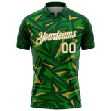 Custom Green White Grass Green-Old Gold Cyber Mecha E-sport Geometric Shards Spike Performance Polo Shirt