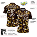 Custom Brown Old Gold-White Cyber Mecha E-sport Geometric Shards Spike Performance Polo Shirt
