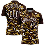 Custom Brown Old Gold-White Cyber Mecha E-sport Geometric Shards Spike Performance Polo Shirt