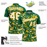 Custom Kelly Green White-Gold Cyber Mecha E-sport Geometric Shards Spike Performance Polo Shirt